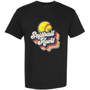 Retro Softball Aunt Auntie Softball MotherS Day Garment-Dyed Heavyweight T-Shirt