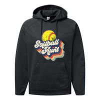 Retro Softball Aunt Auntie Softball MotherS Day Performance Fleece Hoodie