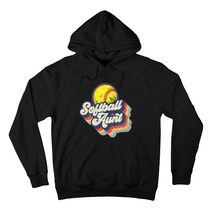 Retro Softball Aunt Auntie Softball MotherS Day Hoodie