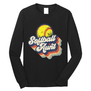 Retro Softball Aunt Auntie Softball MotherS Day Long Sleeve Shirt