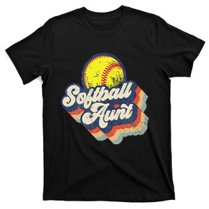 Retro Softball Aunt Auntie Softball MotherS Day T-Shirt