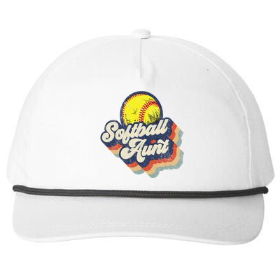 Retro Softball Aunt Auntie Softball MotherS Day Snapback Five-Panel Rope Hat