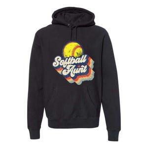 Retro Softball Aunt Auntie Softball MotherS Day Premium Hoodie