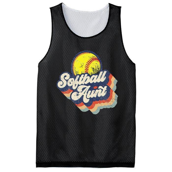 Retro Softball Aunt Auntie Softball MotherS Day Mesh Reversible Basketball Jersey Tank