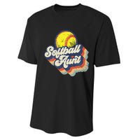 Retro Softball Aunt Auntie Softball MotherS Day Performance Sprint T-Shirt