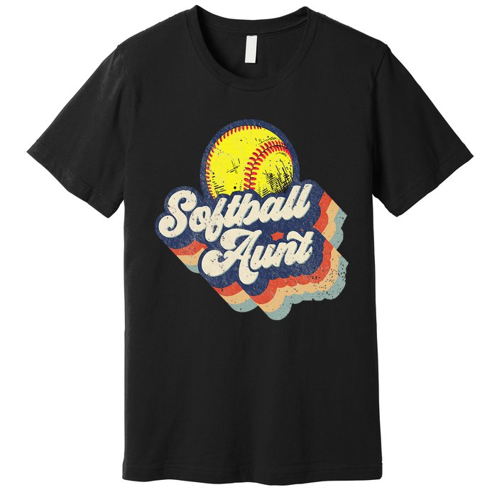 Retro Softball Aunt Auntie Softball MotherS Day Premium T-Shirt