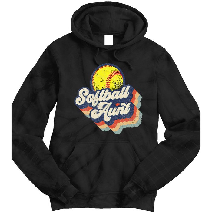 Retro Softball Aunt Auntie Softball MotherS Day Tie Dye Hoodie