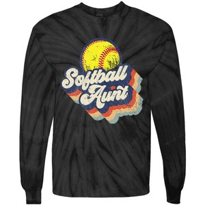 Retro Softball Aunt Auntie Softball MotherS Day Tie-Dye Long Sleeve Shirt