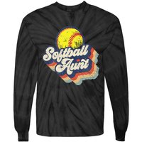 Retro Softball Aunt Auntie Softball MotherS Day Tie-Dye Long Sleeve Shirt