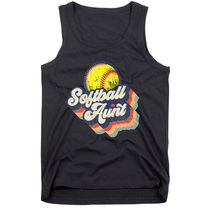 Retro Softball Aunt Auntie Softball MotherS Day Tank Top