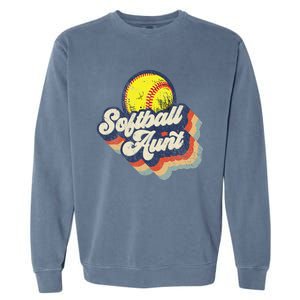 Retro Softball Aunt Auntie Softball MotherS Day Garment-Dyed Sweatshirt