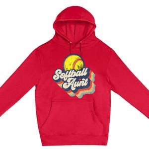 Retro Softball Aunt Auntie Softball MotherS Day Premium Pullover Hoodie