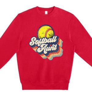 Retro Softball Aunt Auntie Softball MotherS Day Premium Crewneck Sweatshirt