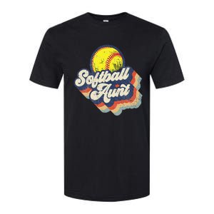 Retro Softball Aunt Auntie Softball MotherS Day Softstyle CVC T-Shirt