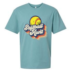 Retro Softball Aunt Auntie Softball MotherS Day Sueded Cloud Jersey T-Shirt