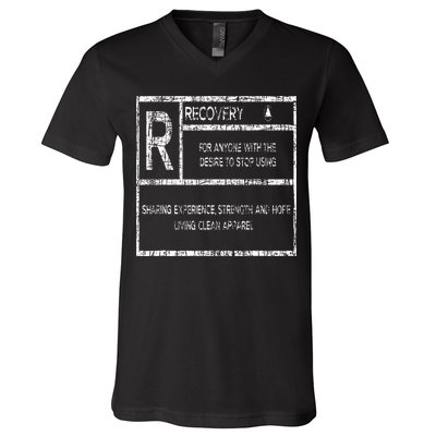 Recovery Sobriety Anniversary Sober Aa Na V-Neck T-Shirt