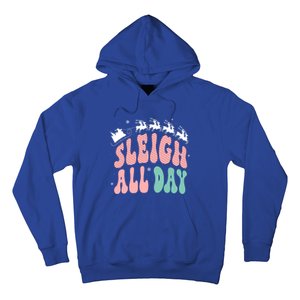 Reindeer Sleigh All Day Groovy Retro Christmas Pajamas Gift Hoodie