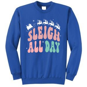 Reindeer Sleigh All Day Groovy Retro Christmas Pajamas Gift Sweatshirt