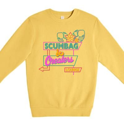 Retro Scumbag And Cheater Lounge Neon Sign Premium Crewneck Sweatshirt