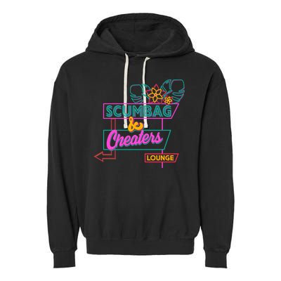 Retro Scumbag And Cheater Lounge Neon Sign Garment-Dyed Fleece Hoodie