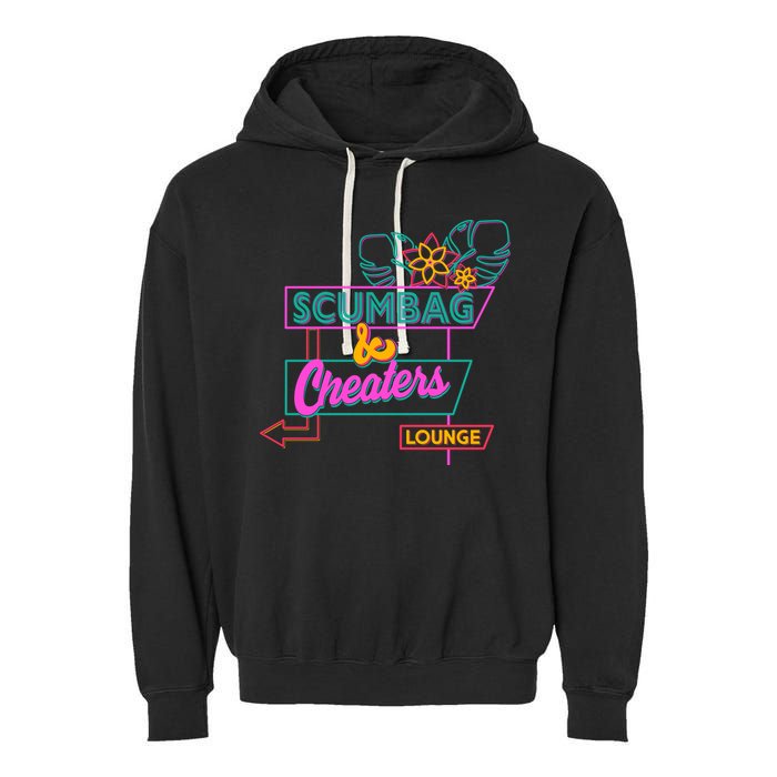 Retro Scumbag And Cheater Lounge Neon Sign Garment-Dyed Fleece Hoodie