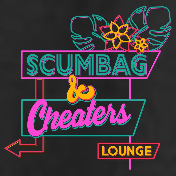 Retro Scumbag And Cheater Lounge Neon Sign 7 Panel Mesh Trucker Snapback Hat