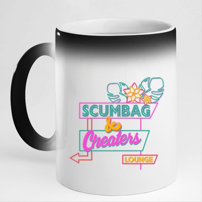 Retro Scumbag And Cheater Lounge Neon Sign 11oz Black Color Changing Mug