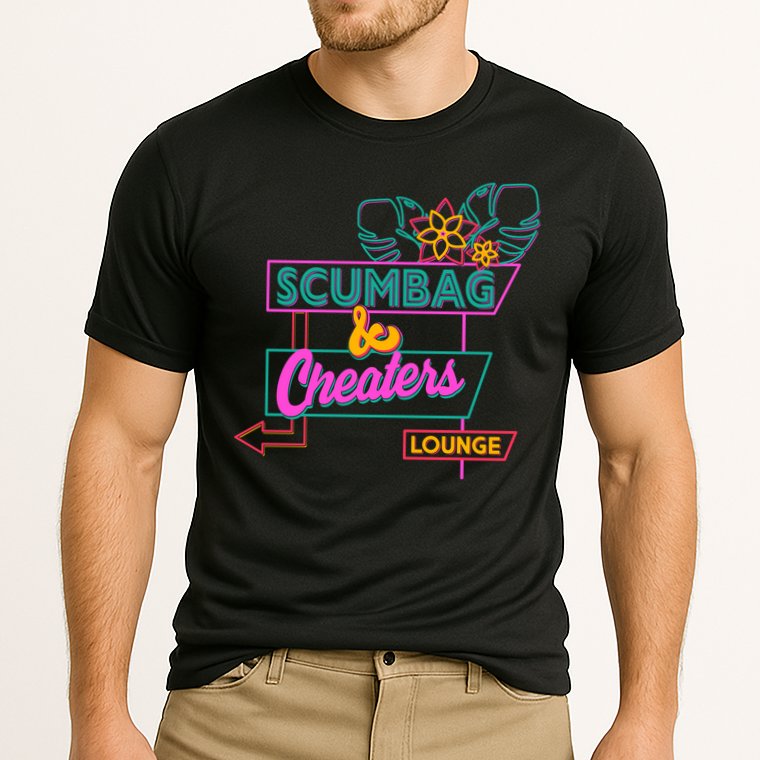 Retro Scumbag And Cheater Lounge Neon Sign Performance Shirt