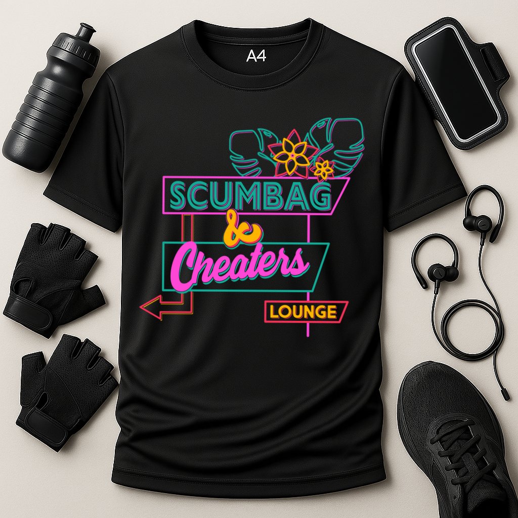 Retro Scumbag And Cheater Lounge Neon Sign Performance Shirt