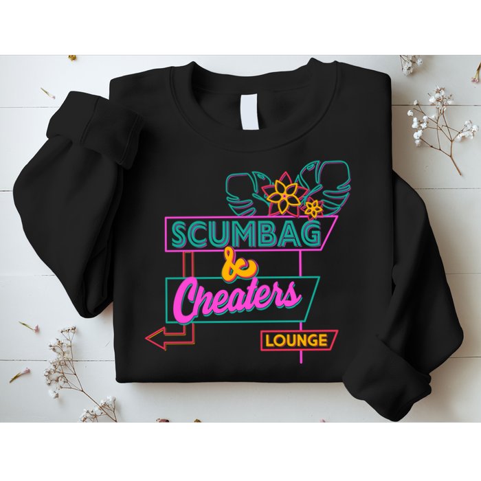 Retro Scumbag And Cheater Lounge Neon Sign Sweatshirt