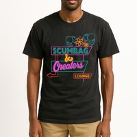 Retro Scumbag And Cheater Lounge Neon Sign Tall T-Shirt