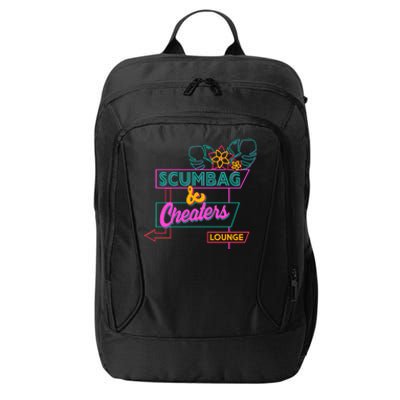 Retro Scumbag And Cheater Lounge Neon Sign City Backpack