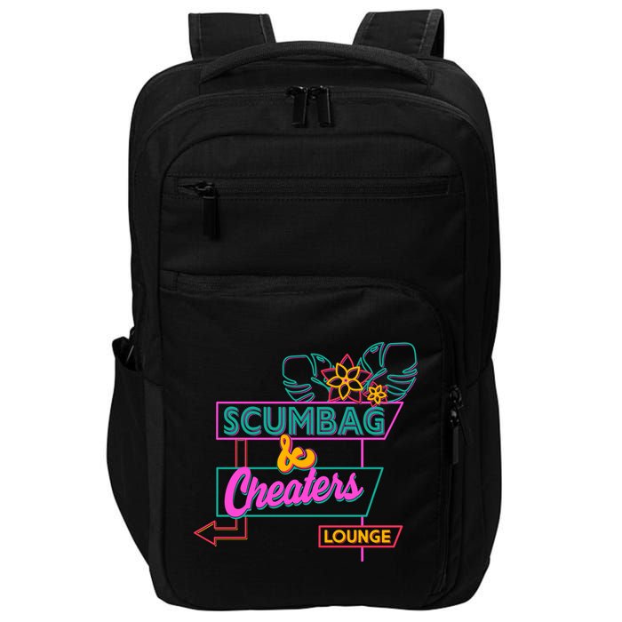 Retro Scumbag And Cheater Lounge Neon Sign Impact Tech Backpack