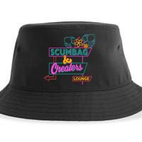 Retro Scumbag And Cheater Lounge Neon Sign Sustainable Bucket Hat