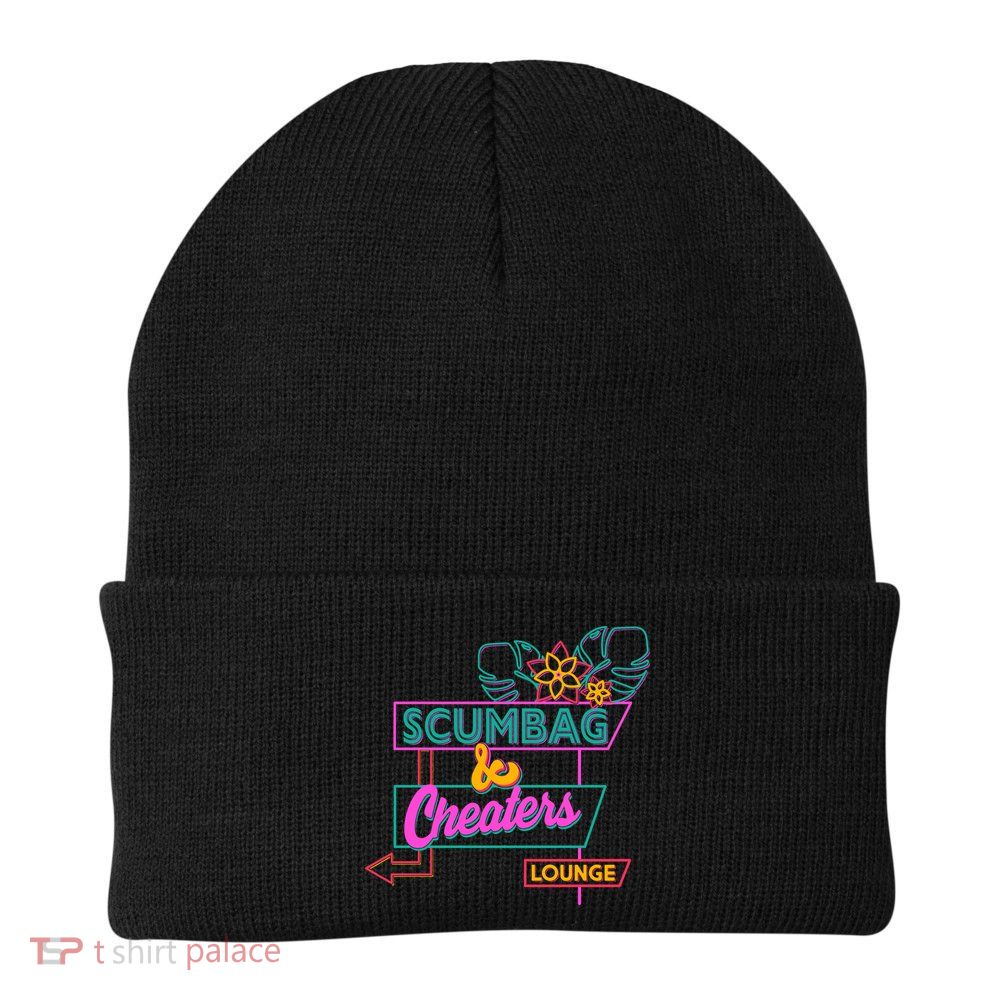 Retro Scumbag And Cheater Lounge Neon Sign Beanie