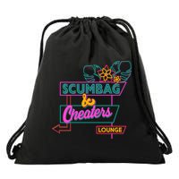Retro Scumbag And Cheater Lounge Neon Sign Drawstring Bag