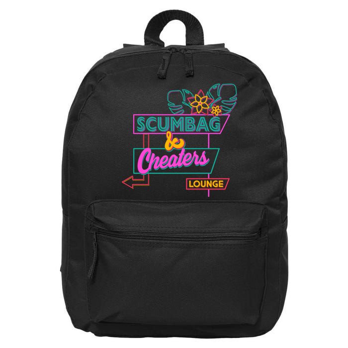Retro Scumbag And Cheater Lounge Neon Sign 16 in Basic Backpack