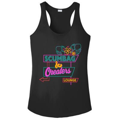 Retro Scumbag And Cheater Lounge Neon Sign Ladies PosiCharge Competitor Racerback Tank