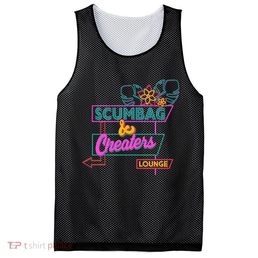 Retro Scumbag And Cheater Lounge Neon Sign Mesh Reversible Basketball Jersey Tank