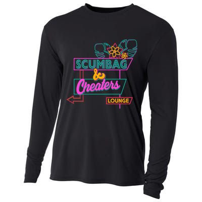 Retro Scumbag And Cheater Lounge Neon Sign Cooling Performance Long Sleeve Crew