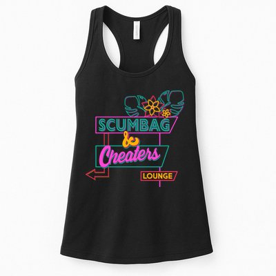 Retro Scumbag And Cheater Lounge Neon Sign Womens Tank Top