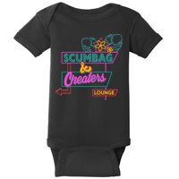 Retro Scumbag And Cheater Lounge Neon Sign Baby Bodysuit