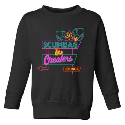 Retro Scumbag And Cheater Lounge Neon Sign Toddler Sweatshirt