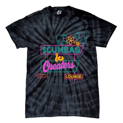 Retro Scumbag And Cheater Lounge Neon Sign Tie-Dye T-Shirt