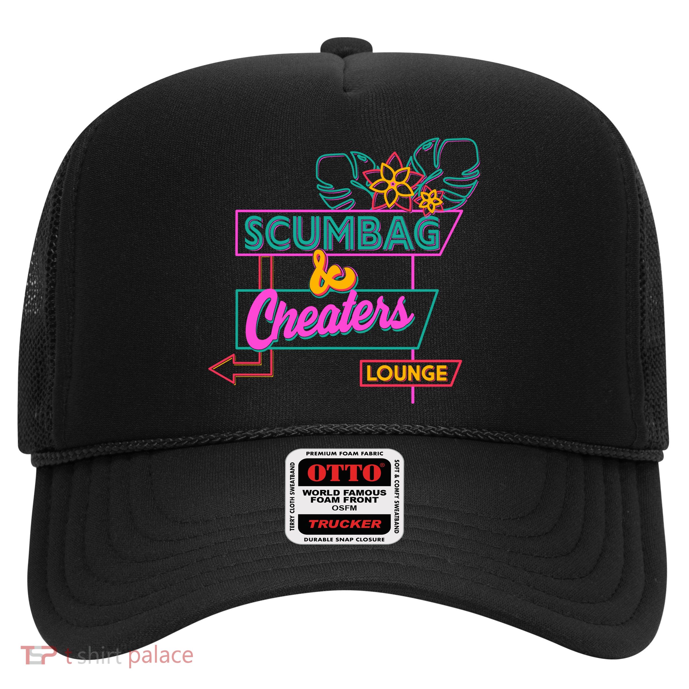 Retro Scumbag And Cheater Lounge Neon Sign Trucker Hat