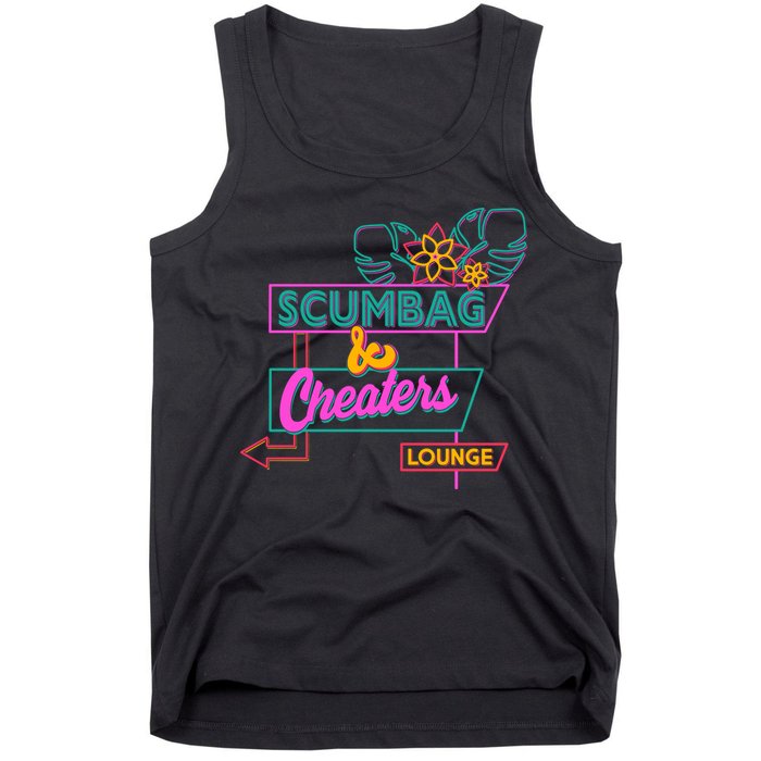 Retro Scumbag And Cheater Lounge Neon Sign Tank Top