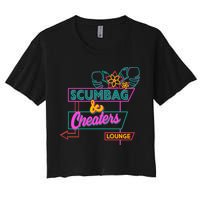 Retro Scumbag And Cheater Lounge Neon Sign Women's Crop Top Tee