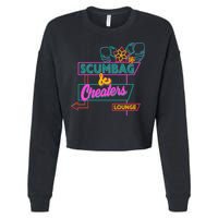 Retro Scumbag And Cheater Lounge Neon Sign Cropped Pullover Crew