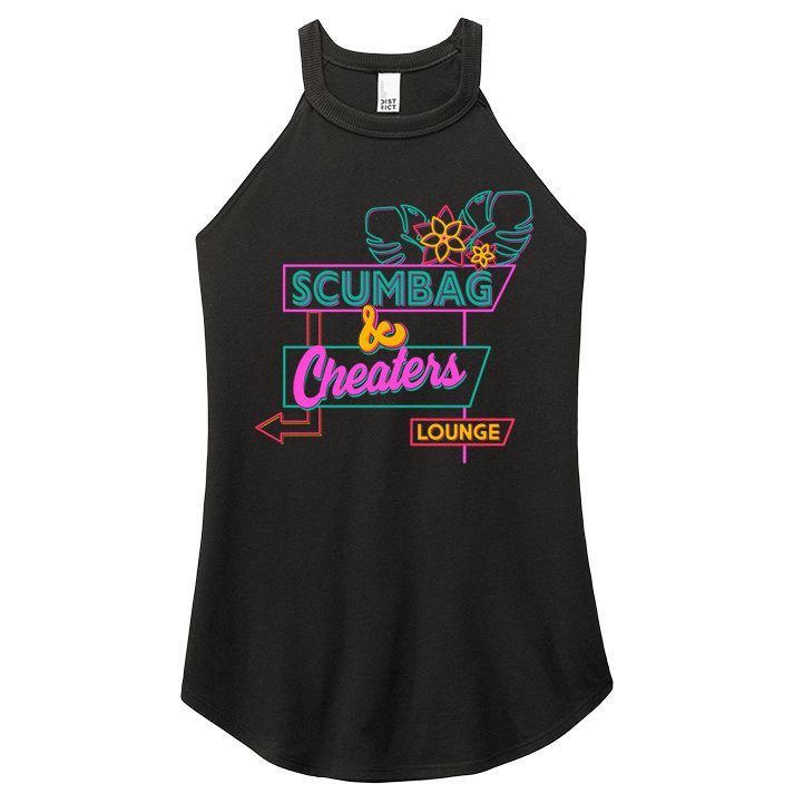 Retro Scumbag And Cheater Lounge Neon Sign Women's Perfect Tri Rocker Tank