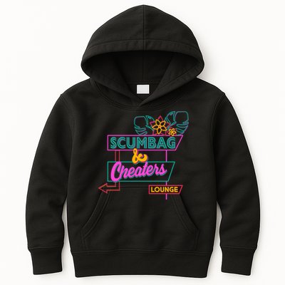 Retro Scumbag And Cheater Lounge Neon Sign Kids Hoodie